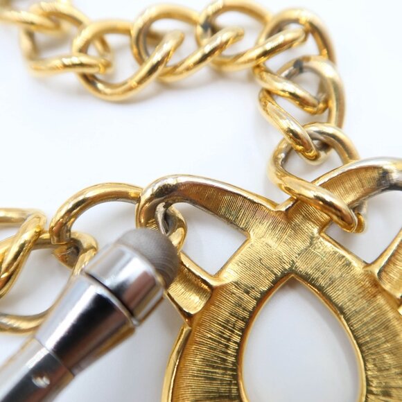 NAPIER Vintage Red Enamel Gold Tone Chain Pendant Necklace Chunky Swirl Knot 23" - Picture 10 of 12